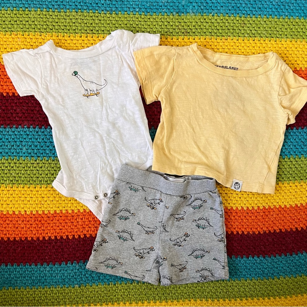 3 piece baby shorts set (3-6 M)